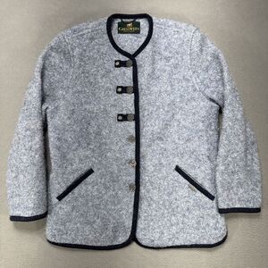 Giesswein Jacket Womens EU 42 Gray Blue New Wool Cardigan Preppy Shoulder Pads